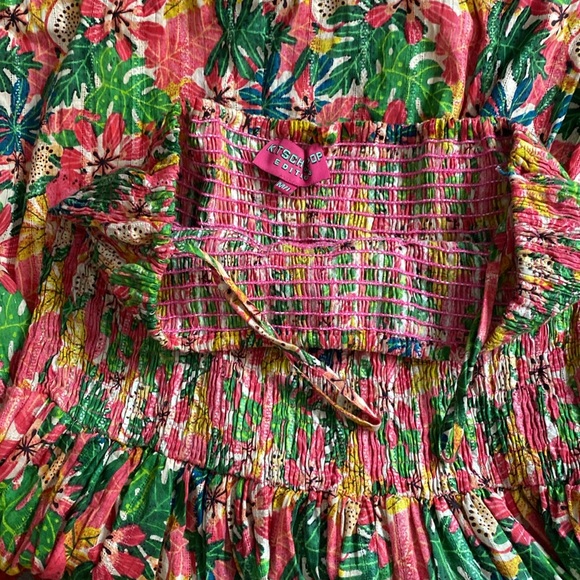 Kitsch & Pop Paris Edition Strapless Colorful Tropical Floral Maxi Dress L - Picture 10 of 13